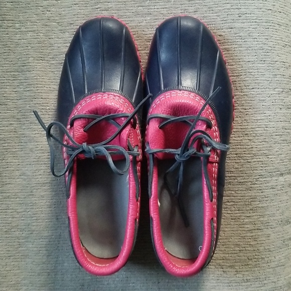 L.L.Bean Boots, Pink and Navy, LLBean Duck Boots Size 9 - Picture 3 of 5